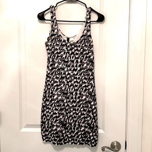 2/$20 - Black and White Leopard Bodycon Ruffle Dress